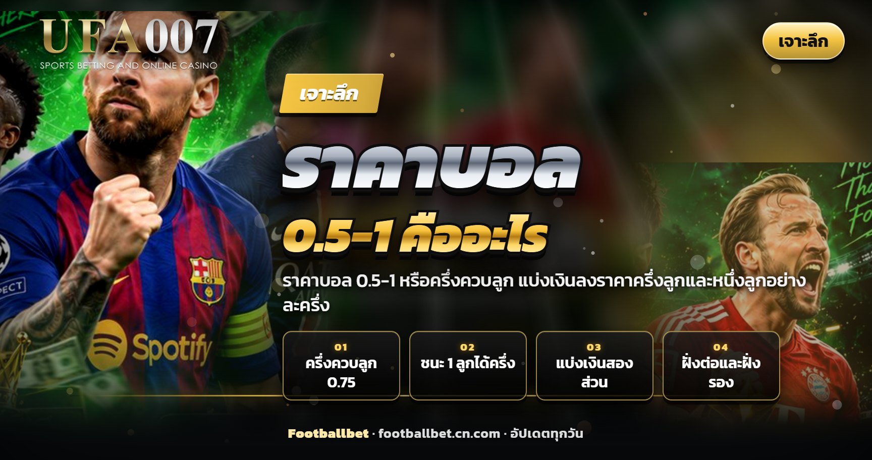 ภาพอธิบายราคาบอล 0.5-1 คืออะไร ราคาครึ่งควบลูก